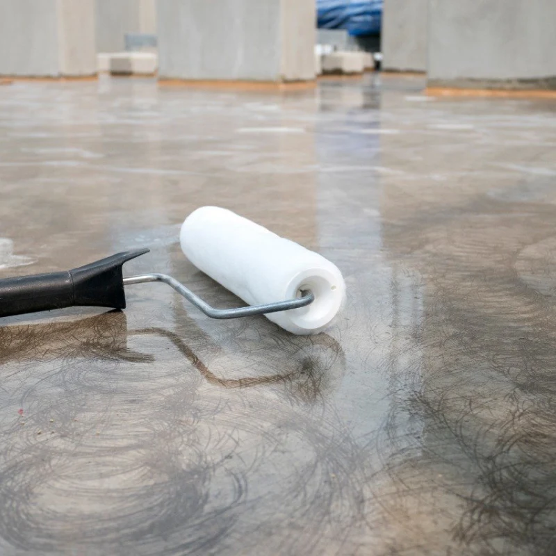 UV-Resistant epoxy flooring, suitable for outdoor or sun-exposed areas like this open construction site.