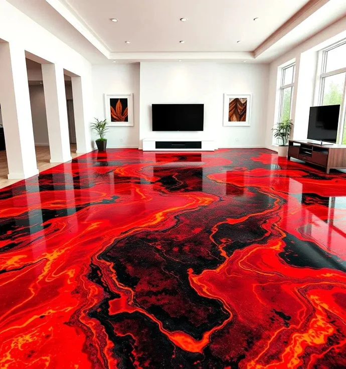 Glossy epoxy floor coating for luxury spaces