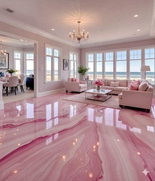 pink epoxy flooring coating for luxury spaces