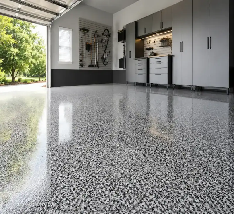 High gloss garage terrazzo floor epoxy surface